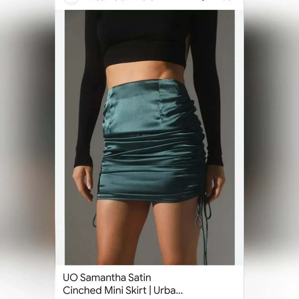 Urban Outfitters Samantha Teal Ruched Y2K Mini Skirt Size‎ Large NEW